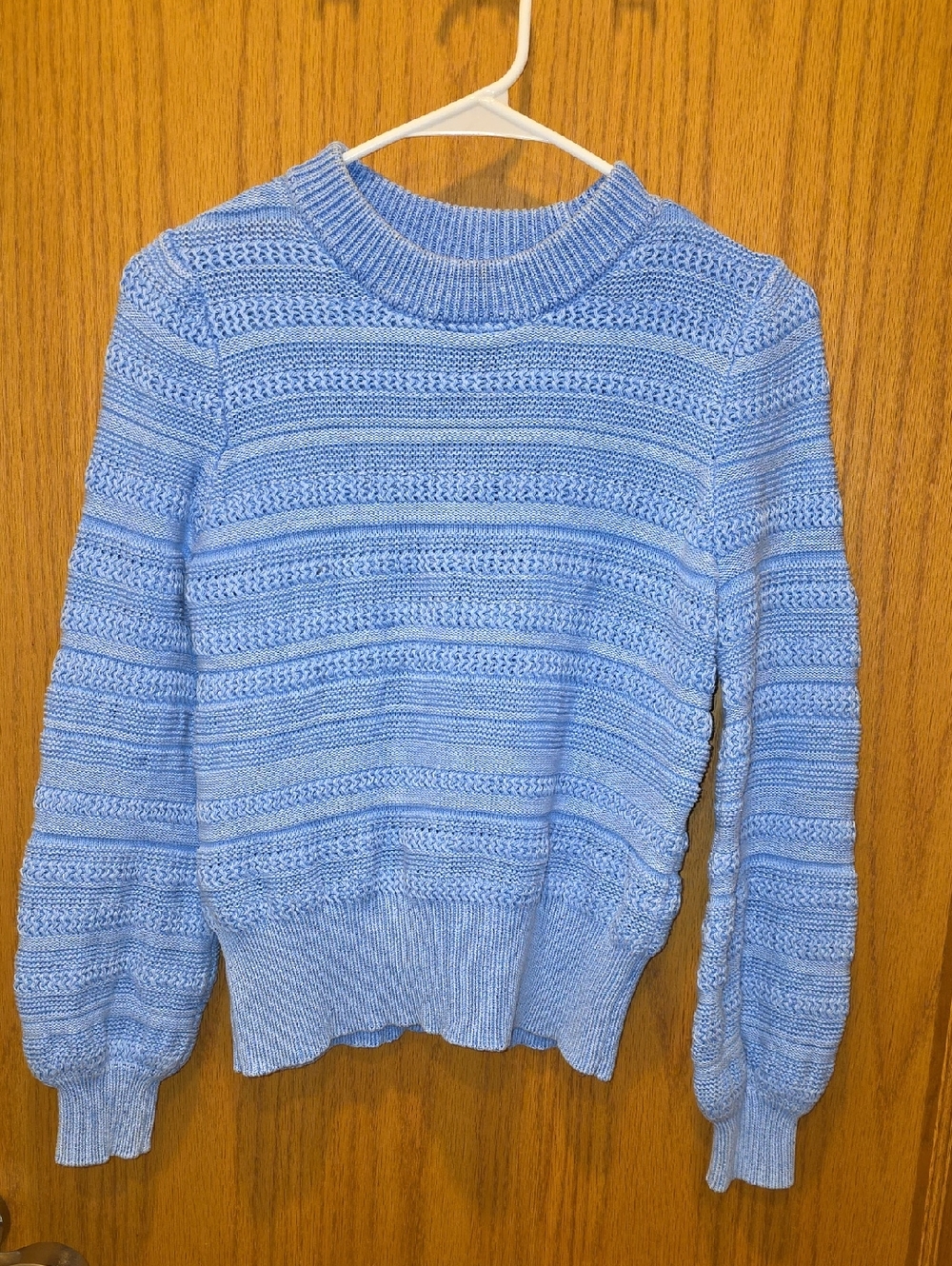 Faherty Sky Blue Textured Crewneck Sweater